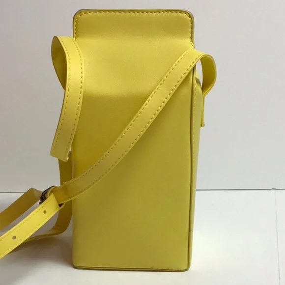 Banana Milk Yellow Milk Carton Faux Leather Shoulder Bag New - Picture 4 of 7